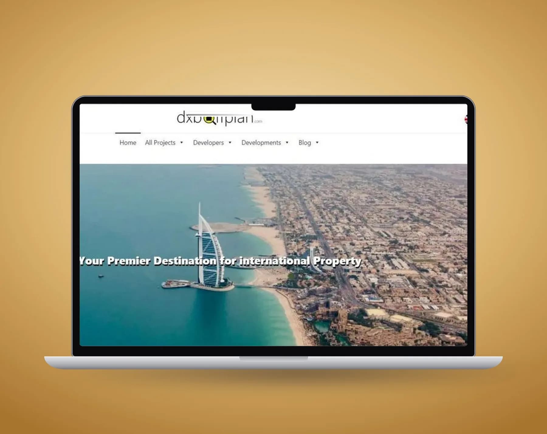 DXB Off Plan website on a laptop