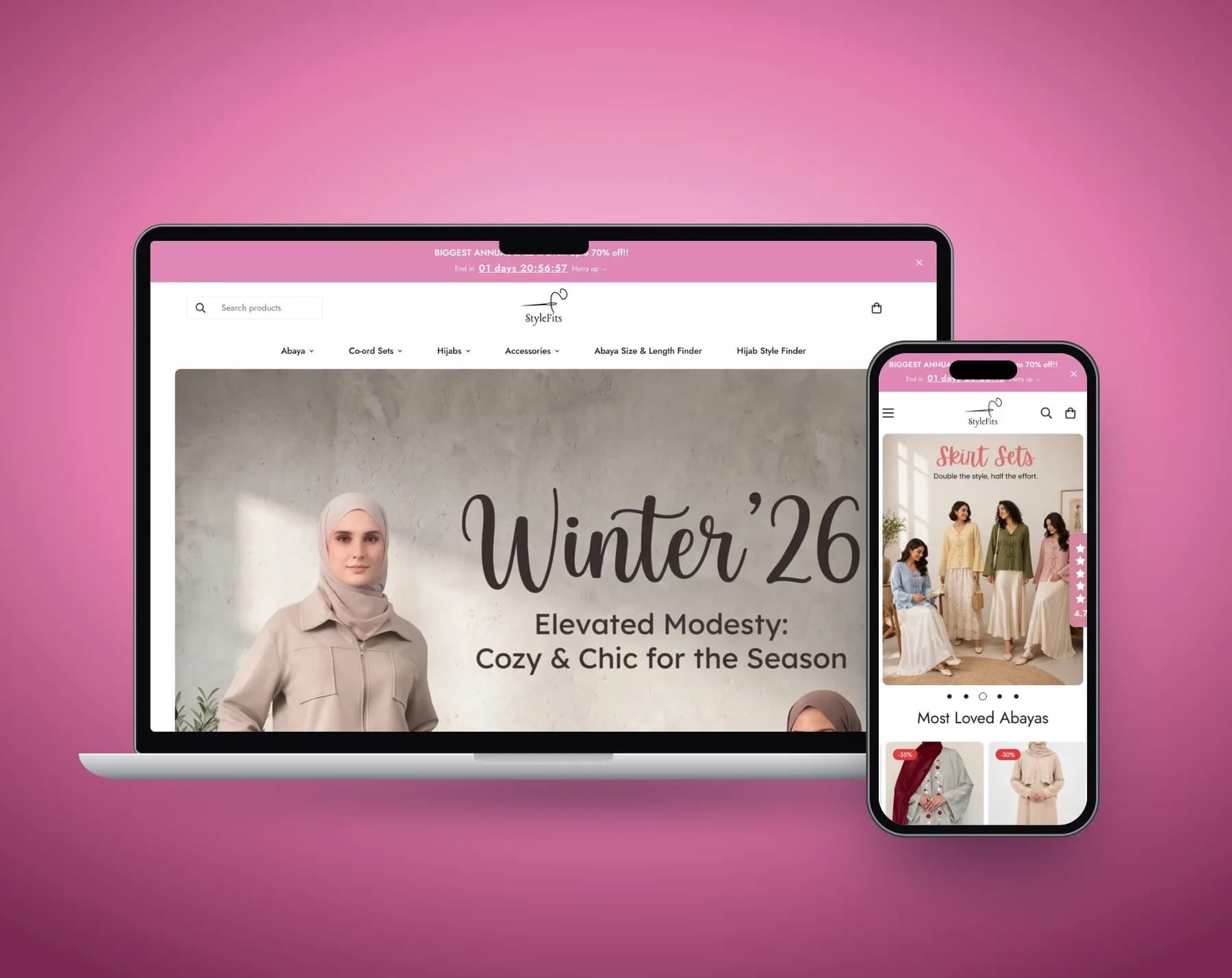 StyleFits store on a laptop next to the mobile site
